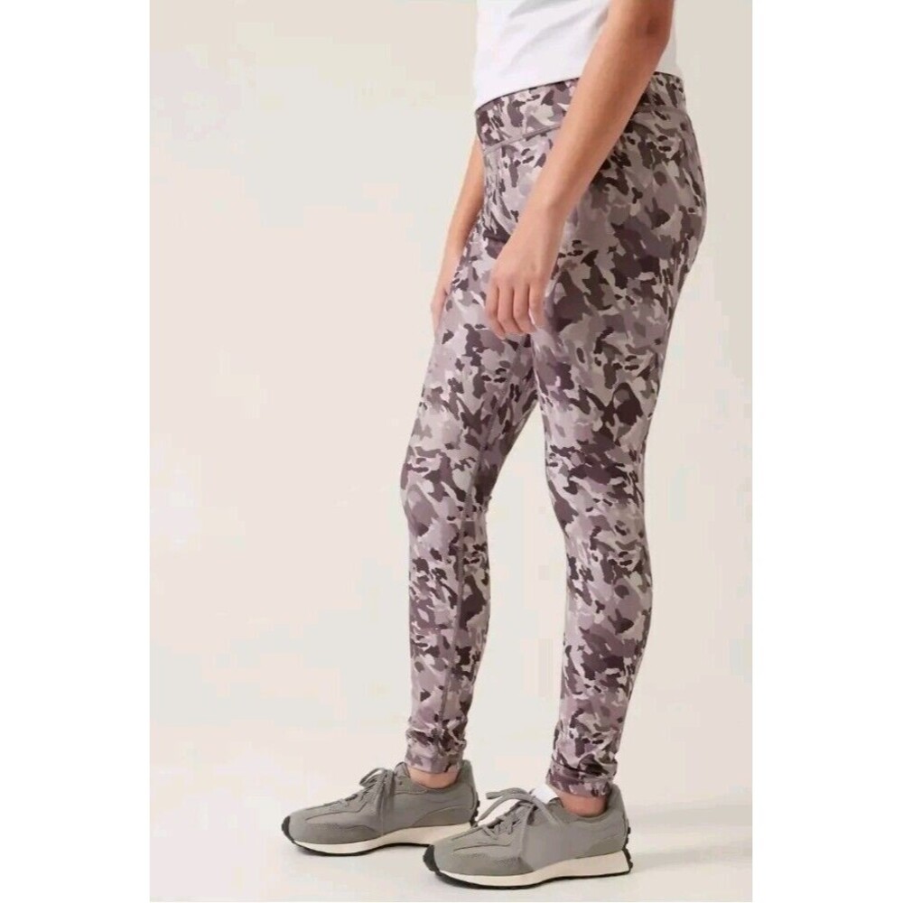Athleta Girl High Rise Printed Chit Chat Leggins Fusion Camo Purple Size XXL/16